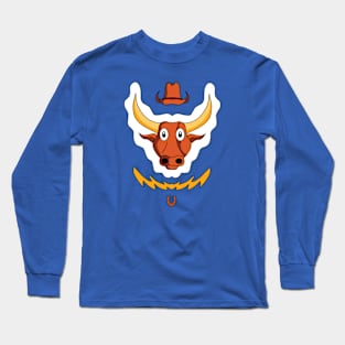 Cute Adorable Cartoon Bull, Farm Animal Long Sleeve T-Shirt